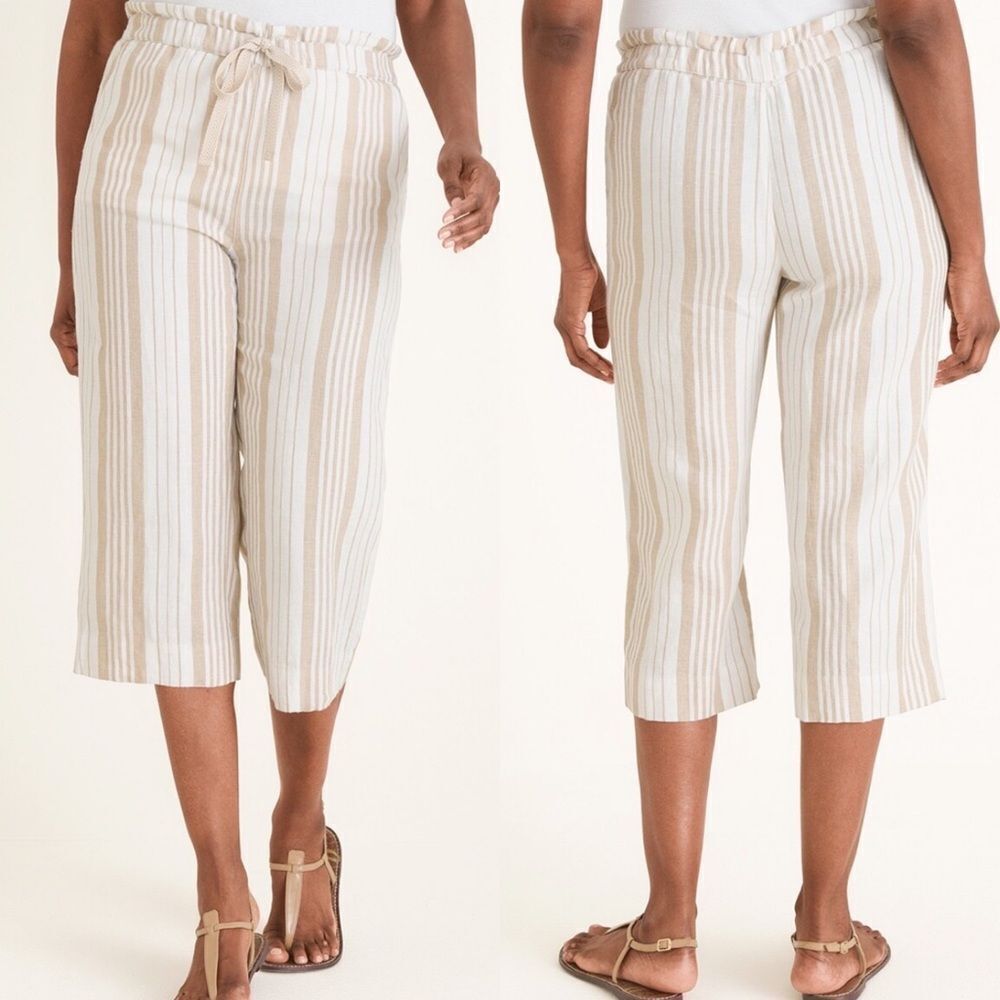 Chico’s striped linen‎ cropped pants